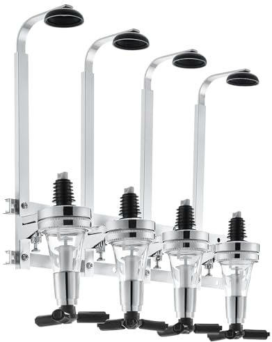 Warmiehomy 4 Bottle Stand Wall Mounted Drinks Dispenser Wine Spirits Steel Bar Butler Holder Rack Optic Dispenser for Home Bar