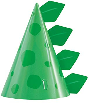 Dino-Riffic Blue & Green Party Hats (20cm x 27cm) - Fun & Vibrant Dinosaur-Themed Celebration Accessory for Kids - 8ct