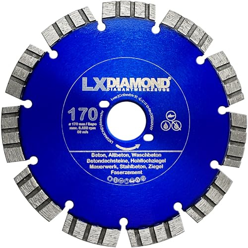 LXDIAMOND Diamant-Trennscheibe 170mm - Sägeblatt für Beton Mauerwerk Stahlbeton - Trennscheibe passend für Bepo FFS 171 SE Montagefräse Fensterfugenschneider - Premium Diamantscheibe 170 mm