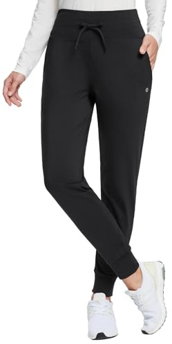 baleaf Winter Clothing for Women Fleece Lined Pants Joggers Sweatpants Thermal Warm Hiking Pants Waterproof Ski Snow Black L
