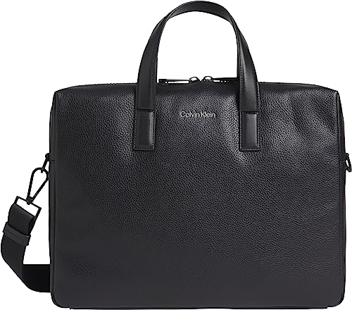 Calvin Klein Men Laptop Bag Must Faux Leather, Black (Ck Black), One Size