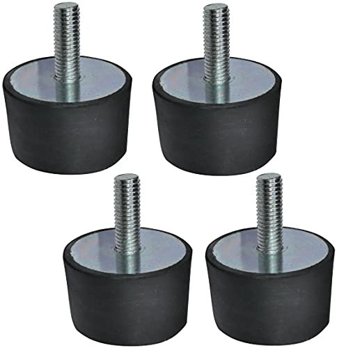 AERZETIX - C48835 - Satz von 4 - Gummipuffer rundfüße schwingungsdämpfer Isolierung - Gewinde M10 - Ø50mm H: 30mm - shorehärte 70 ± 5 - aus Gummi und Stahl - belastung 2352N