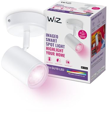 WiZ Tunable White and Color Imageo 1er LED Spot (345 lm), LED Leuchte mit 16 Mio. Farben oder warm- bis kaltweißem dimmbarem Licht, smarte Lichtsteuerung über WLAN per Stimme/App, weiß