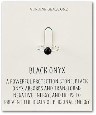 Philip Jones Black Onyx Adjustable Ring with Quote Card