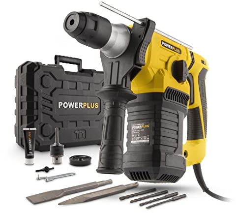 POWER plus Kombibohrmaschine POWX1197 Kombibohrer zum Bohren, Meisseln und Hämmern - Kombihammer für Beton, Mauerwerk und Holz im Set mit Koffer und Zubehör wie Meissel und Bohrer