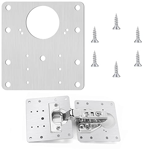 Piastra di riparazione per armadio, cerniere della cucina, piastre di riparazione in acciaio inox, set di riparazione con foro per porte in legno, armadi, mobili