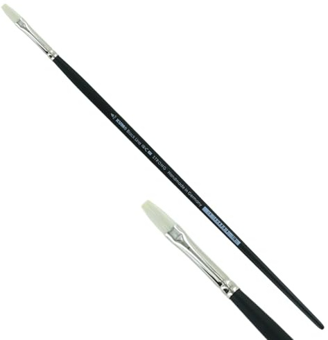 KUM - Acryl- und Ölpinsel Black Line Flach Größe 6 | Malpinsel für Künstler, Künstlerbedarf für Acrylmalerei und Ölmalerei