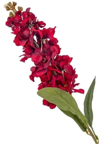 HXSCOO 10 Stück Kunstseide Rittersporn Violett Rittersporn Beige/Rosa/Rose Rot/Orange/Hellblau Farben Cymbidium Orchideen Blumen (Color : Rot)