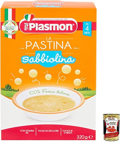 6x Plasmon Pastina Sabbiolina 320 g da 4 mesi + Italian Gourmet polpa 400g