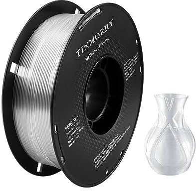 PETG Filament 1.75mm, TINMORRY Rapid PETG-Eco 3D Druck Filament, Kompatibel mit Bambu Lab/Creality K1C / FLASHFORGE Adventurer 5M /Anycubic Kobra 3 / QIDI FDM 3D Drucker, 1 KG 1 Spule, Transparent