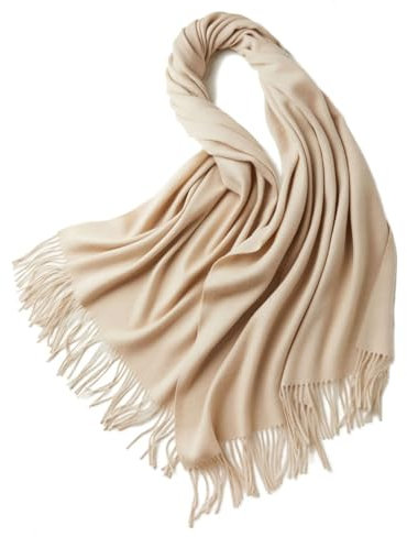 KATIAK Wollschals Winter Schal Warme Wolle Schal 200 * 70Cm 300G-Weiße Aprikose