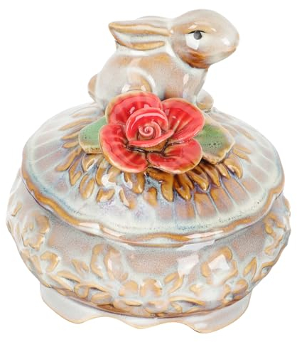 Cabilock Boîte à Bijoux Céramique Décorative Petite Boîte De Rangement Pour Anneaux Et Colliers Pour Décorer Votre Dresser Ou Offrir