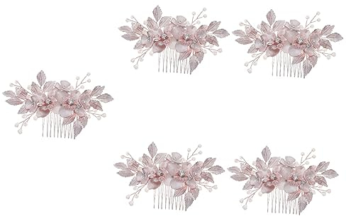MAGICLULU 5st Braut Hochzeit Tiara Braut Haarkamm Roségold Kristall-haarschmuck Blumenhaarspangen Für Frauen Haarschmuck Für Strassperle Blumenmädchen-kopfschmuck Haare Hoch Strass Kleid