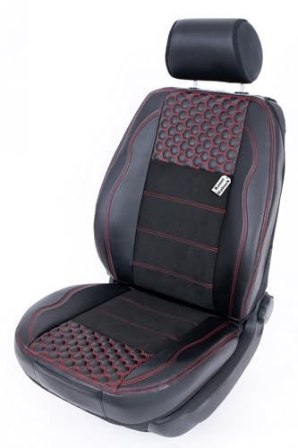 Piton Hexagony Nubuck Red Sitzauflage Auto, Autositzschoner, Sitzschoner Auto, hermittel in der EU, universeller Sitzbezug, Sitzschutz kompatibel mit den meisten Autos und SUV