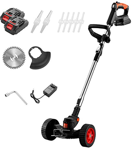 Tondeuse à gazon électrique à main, tondeuse à gazon sans fil à batterie au lithium avec roues amovibles et affichage de puissance LED, coupe-herbe sans fil 3 en 1, tondeuse à gazon pliante multifonc