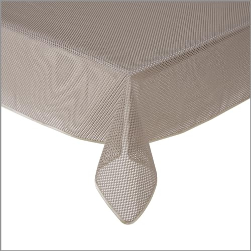 Tischdecke Gartentischdecke Karo Beige 130x220 cm Outdoor Weichschaum PVC rechteckig Terrasse Garten rutschfest wetterfest