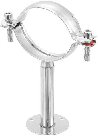 sourcing map Pipe Support, Stainless Steel Pipe Support Bracket, Adjustable Pipe Strap Clamp with Screws for Dia 89mm Pipe Tube