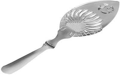 1 x Absinthe Spoon, Stainless Steel Absinthe Spoon, Vintage Wormwood Cocktail Bar, Glass Cup Drinking Filter, Hollowed Absinthe Fountain Spoon Dropper (Leaf Absinthe Spoon)