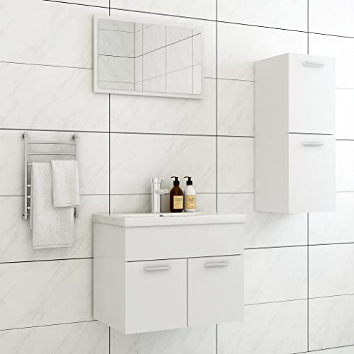 Lauuoeriau Möbelartikel Home Badmöbel-Set Weiß Holz-Möbel