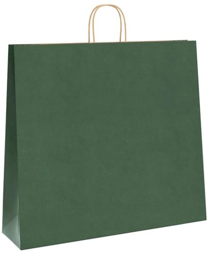 vidaXL Papiertragetaschen 50 Stk., Papiertüten mit Henkeln, Kraftpapiertüten, Geschenktüten für Einkaufen Hochzeiten Verpackungen Partys Geburtstag Weihnachten, Grün 54x15x49cm