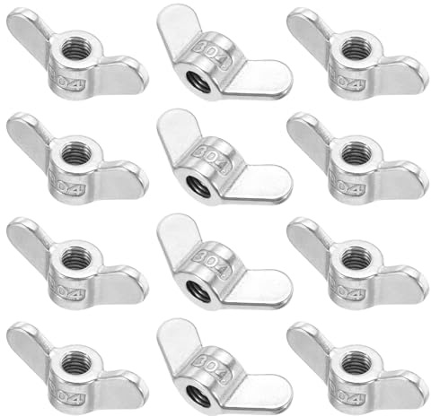 PATIKIL 12 Stück Flügelmuttern M12, 304-Edelstahl Schmetterlingsmutter, Handdrehverschlüsse, Twist-Befestigungsteile, glattes Finish, für Reparatur, Herstellung, Ingenieurwesen