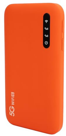 5G WiFi Mobile Hotspot für Reisen, Hochgeschwindigkeits -Hotspot -Router mit SIM -Kartensteckplatz, 6100 MAh Tragbarer Hotspot mit USB -Kabelunterstützung 16 Geräte Orange