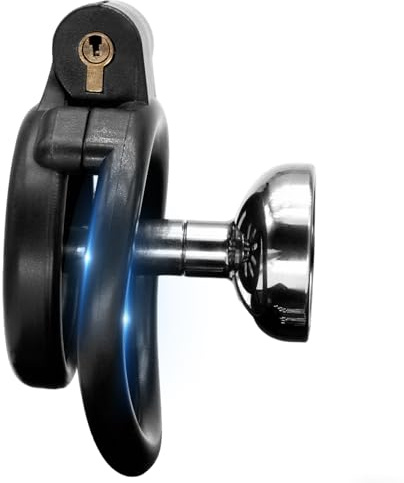 ABS Atmungsaktiver Cockcage mit 4 Hodenringe, Flach Chastity Cage Männer Set, Ergonomisches Design, Keuschheitskäfig Herren SM Fetisch Unsichtbares Schließsystem (Black,Negative-Cover-Long)