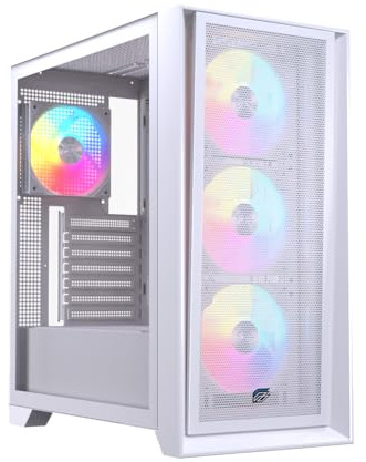 Pulse P600 RGB Boîtier PC pour gaming, support pour 6 ventilateurs de 120 mm, refroidissement liquide jusqu'à 360 mm, panneau latéral en verre, blanc