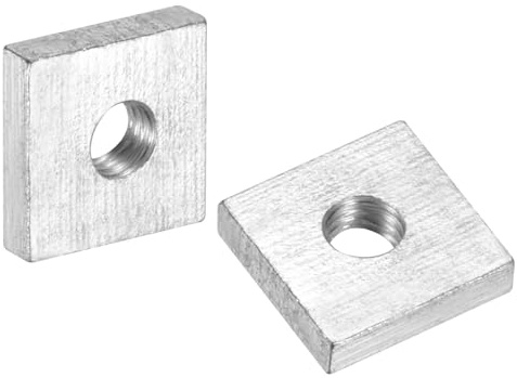sourcing map 200 tuercas cuadradas M3 x 8 mm x 2 mm, acero al carbono, chapado en zinc, tuercas cuadradas de rosca gruesa para reparaciones del hogar e ingeniería profesional, color plateado
