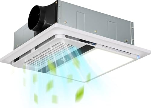4 in 1 Bathroom Exhaust Fan with Light Heater, 190CFM Bathroom Exhaust Fan with Heater, 1800W Heating Power, 1.0 Bathroom Fan with Light, Heating