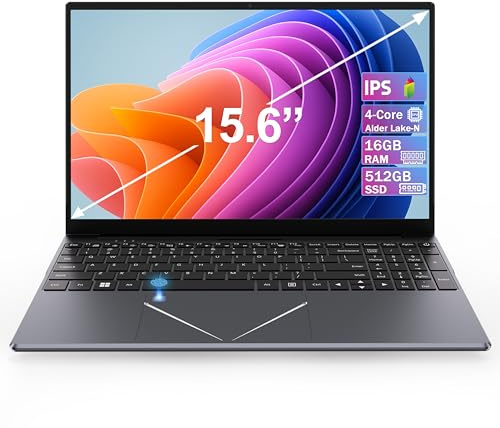 LEEDOW Laptop PC 15.6-inch Celeron N5095 Processor 16GB LPDDR4 RAM 512GB SSD Computer Notebook Support Touch ID, WiFi, BT for Work,Student,Movies