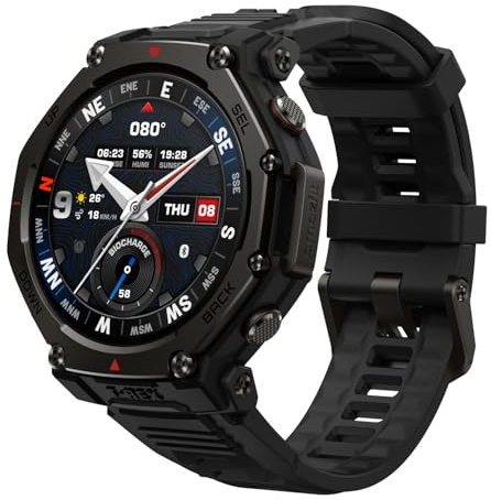 Amazfit T-Rex 3 Pro Outdoor Smart Watch 48mm Sapphire AMOLED Display, Ti Bezel, Dual Band GPS, Offline Maps, 25 Days Battery, Built-in Flashlight, 10 ATM, 180+ Sports Mode for Android & iPhone, Black