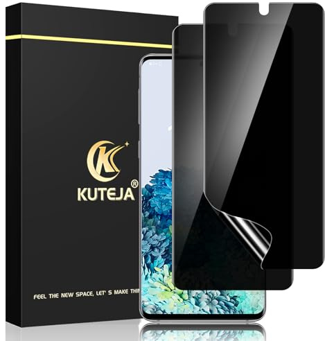 Kuteja [2 Stück] Privacy TPU Schutzfolie für Samsung Galaxy S20, Anti Spähen Sichtschutz, Anti-Kratzen, Fingerabdruck-ID Blasenfreie Weich Displayschutzfolie für S20 Anti-Spy Folie