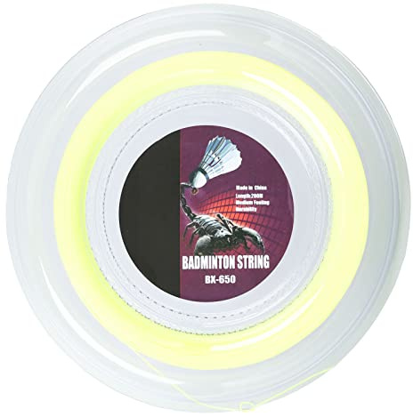 DriKou Cuerda de Raqueta de bádminton de 0,72 mm 200 m, línea de Cuerda de Raqueta de Entrenamiento de bádminton de Nailon Bx 650 (Fluorescent Yellow)