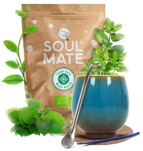 Coffret Yerba Mate Soul Mate Mega Menta 500g – Set complet avec tasse, bombilla et accessoires