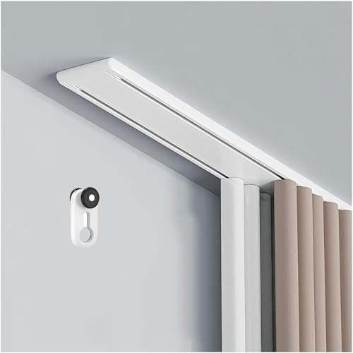 Doppelreihige Vorhangschiene, Gardinenschiene 2-läufig Deckenmontage Aluminium, 60-680 cm Gardinenstange Doppelt mit leiser Gleitfunktion für Schiebevorhang, Raumteiler(Weiß,320cm)
