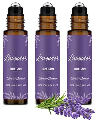 Lavendel-Roll-on mit ätherischem Öl, natürliches Bio-Öl mit Jojobaöl, beruhigend und entspannend, für Luftbefeuchter, Diffusoren und Wellness
