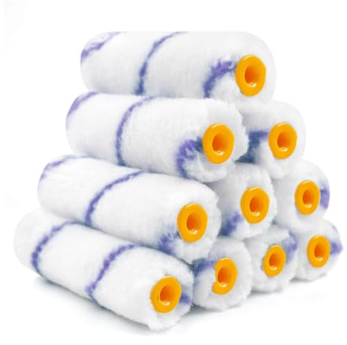 Mini Roller Sleeves (Pack of 10) | 4” Rollers for Painting with 12mm Nap | Fabric Paint Sleeves for Smooth & Semi Smooth Walls, Ceilings, Furniture, & More