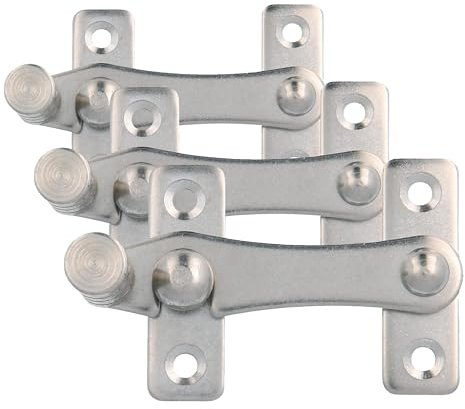 Amig - Aldabilla para Contraventana de Izquierda - 75 x 46 mm - Gancho para Puertas, Ventanas y Contraventanas - Cerradura de Interior y Exterior - Acero Inoxidable 18/8 Plateado Brillante