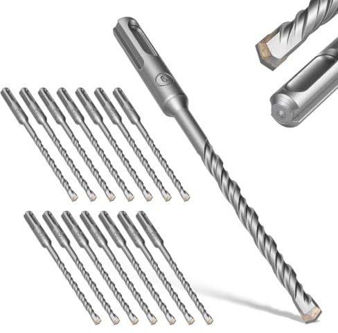 GEINXURN SDS-Plus borrset 6 mm x 160 mm, 15 st. Hammarborr, betongborr med rak hårdmetallskärning och dubbelspårning för murverk, sten, stålbetong, natursten, tegel