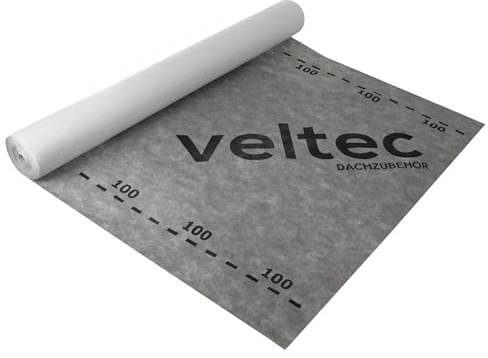 Veltec 100 Light Sd=0,03 m 100 g/m² (75 m²) Unterdeckbahn Unterspannbahn | 3-lagig Dachfolie, hohe mechanische Festigkeit, Dampfdurchlässigkeit, Wasserdichtigkeit Klasse W1, direkt auf Sparren