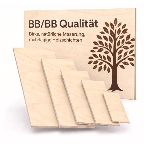 AUPROTEC 30x40 cm Multiplex Holzplatte aus Birke | BB/BB Qualität | 5mm | mehrlagig querverleimt, astarme Oberfläche, naturbelassen zum Schleifen, Ölen und Beizen, ideal für Möbelbau, Werkstatt, DIY