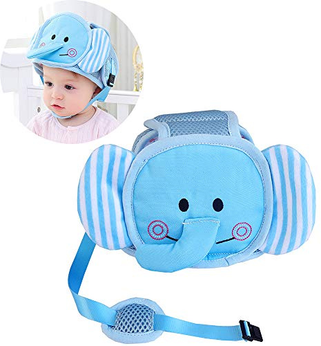 Eyand Baby Schutzhelm - Atmungsaktiver Kopfschutz Verstellbare Sicherheitsschutzkappe für Kleinkinder Lernen Sie laufen, bequemer Kopfschutzhut für Kleinkinder (Blue Elephant)