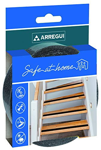 Arregui Nastro adesivo antiscivolo nero, per interni ed esterni, per scale, autoadesivo, 15 m x 25 mm