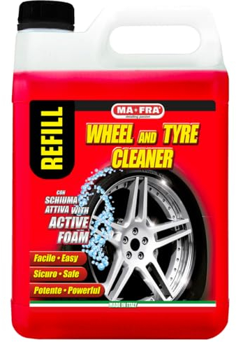 Ma-Fra Pulitore Cerchi e Gomme, Deterge e Sgrassa Gli Pneumatici delle Auto, Ideale per Rinnovare Cerchi e Gomme, Utilizzabile con Schiuma o Senza Schiuma, Formato 4500ml