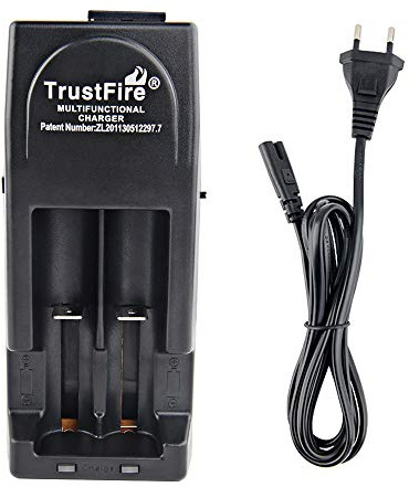 TrustFire TR-001 18650 14500 16340 Litium AC/DC batteriladdare med 2 laddningsfack - 3,0 V och 4,2 V för Li-Ion IMR LiFePO4 10430 10440 17670 18500 1835500 18355 0 - svart