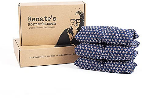Exklusiv Renate’s Körnerkissen - Baumwoll-Wärmekissen - Mikrowelle - Größe XL (ca. 60x40cm) mit Bio-Weizen - Erstklassige Wärme im Winter - für große Menschen - Geschenkidee