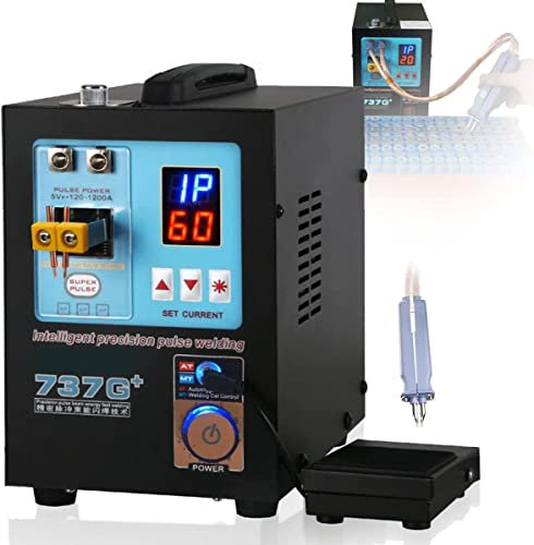 Saldatrice a Batteria 737G, Saldatrice a Punti a Impulsi da 0,15 Mm, Saldatrice a Punti a Batteria e Stazione di Saldatura Saldatrice a Impulsi Portatile per Batterie 18650 14500 Batterie Al Litio