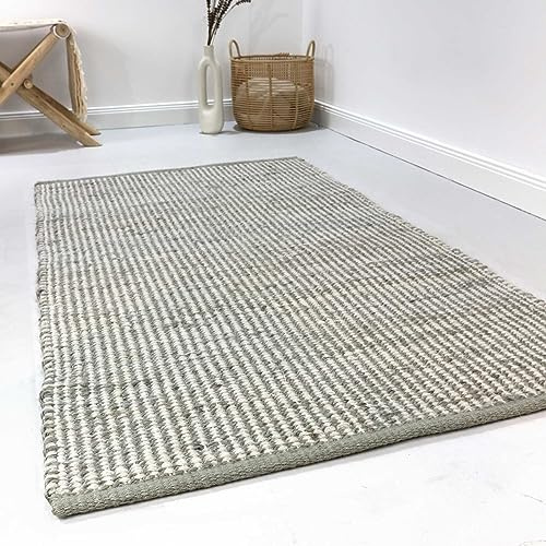 Wecon Home Handgewebter Kurzflor Esprit Kelim Teppich für Wohnzimmer, Schlafzimmer und Kinderzimmer - GOBI (80 x 150 cm, grau)