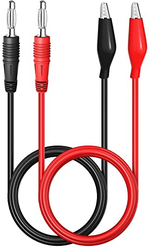 Greluma Fiche banane vers pinces crocodile Kit de fils de test, fiche banane 4 mm vers pinces crocodile câble de test (2 pièces)